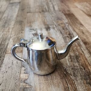 Vintage Miniature Tea Pot Creamer Stainless Steel Made In Korea Collectible 18-8